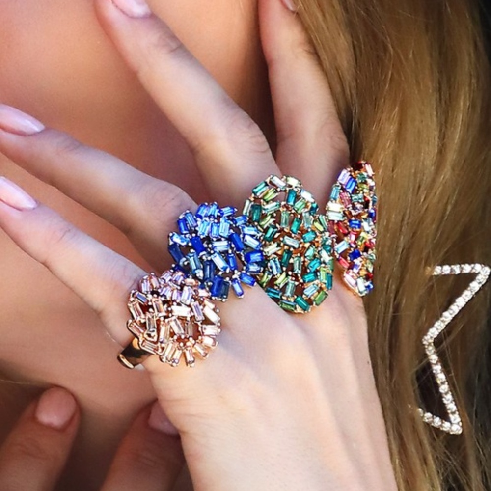 Multicolored Baguette Statement Ring - Picture 5 of 7